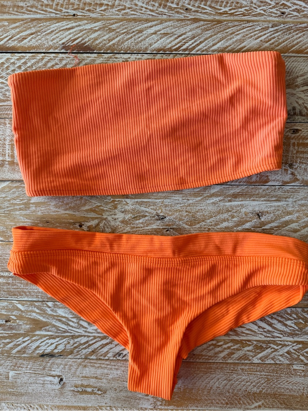 🧡Frankie’s Bikinis Orange Ribbed Bikini Set Two Piece🧡 ~medium